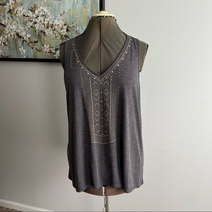 Knox Rose Grey and Gold Dot Detail Tank Top